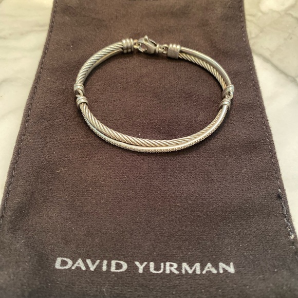 David Yurman Crossover Linked Bracelet in Sterling Silver with Pavè Diamonds - Picture 5 of 6